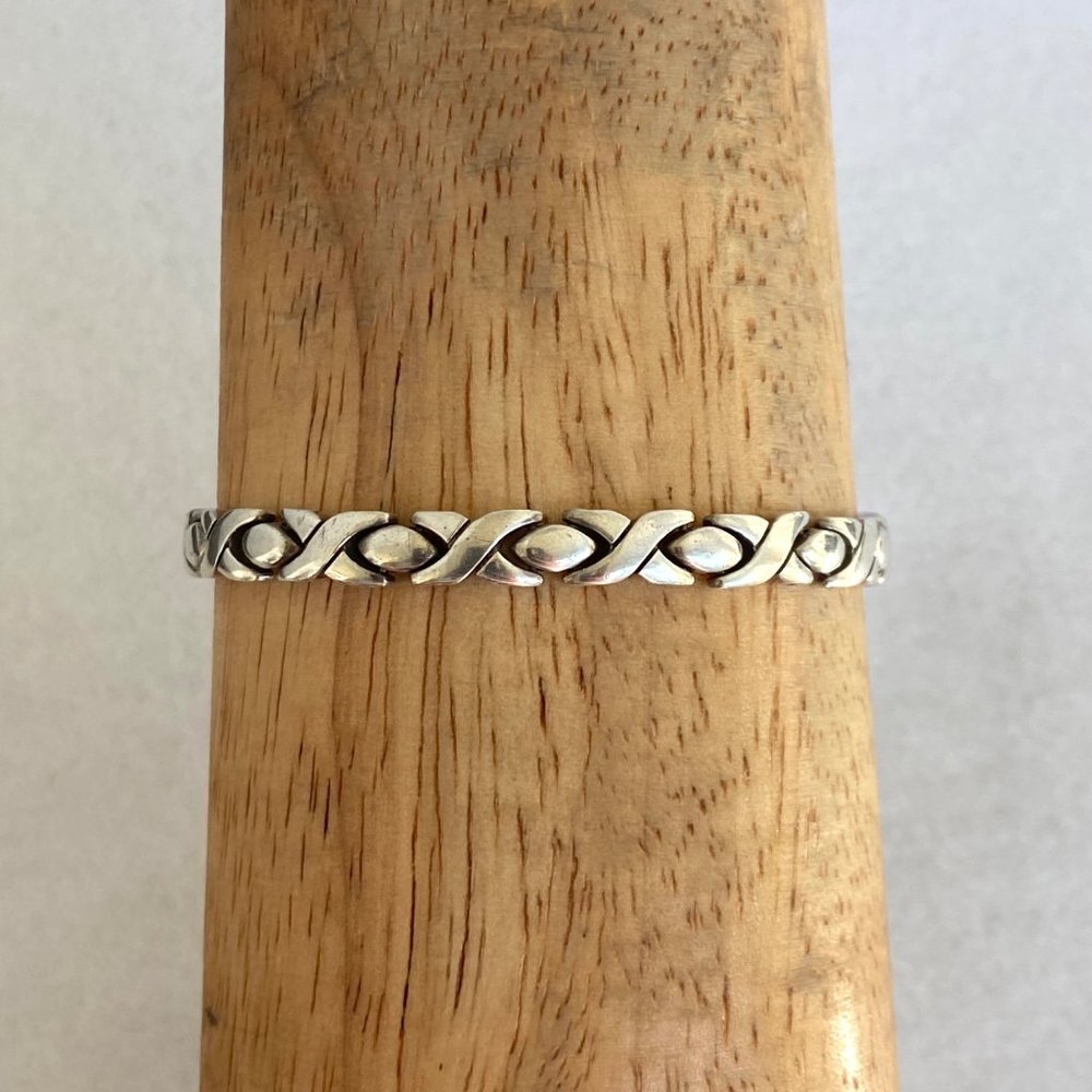 VTG Sterling Silver 925 Mexico Heavy Modernist 6MM XO Link Bracelet Sz 7.5" 24g - Picture 12 of 16